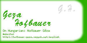 geza hofbauer business card
