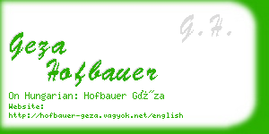 geza hofbauer business card